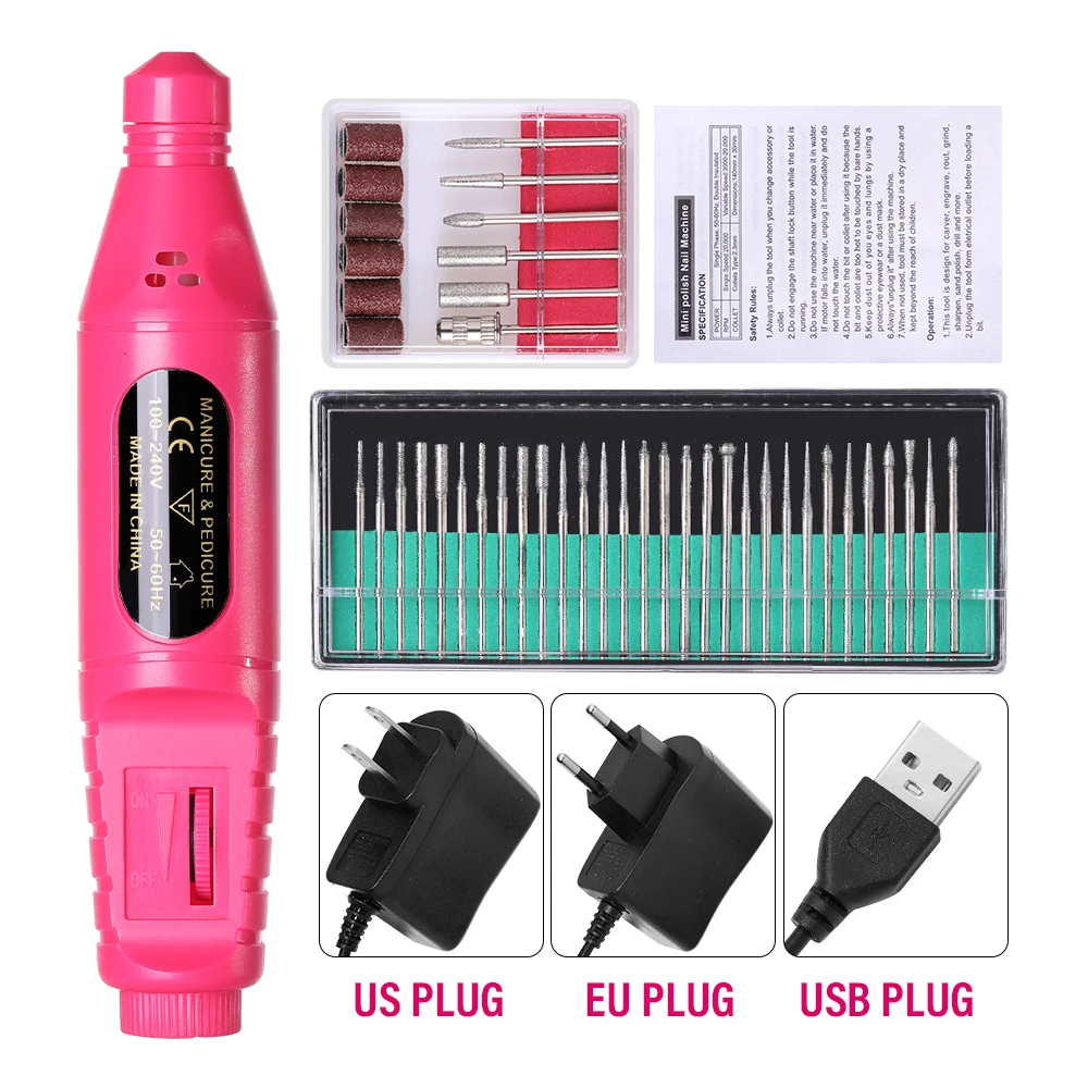 LULAA Professional Electric Nail Drill Machine Manicure Tools Pedicure Drill Set Portable Nail File Nail Drill Equipment