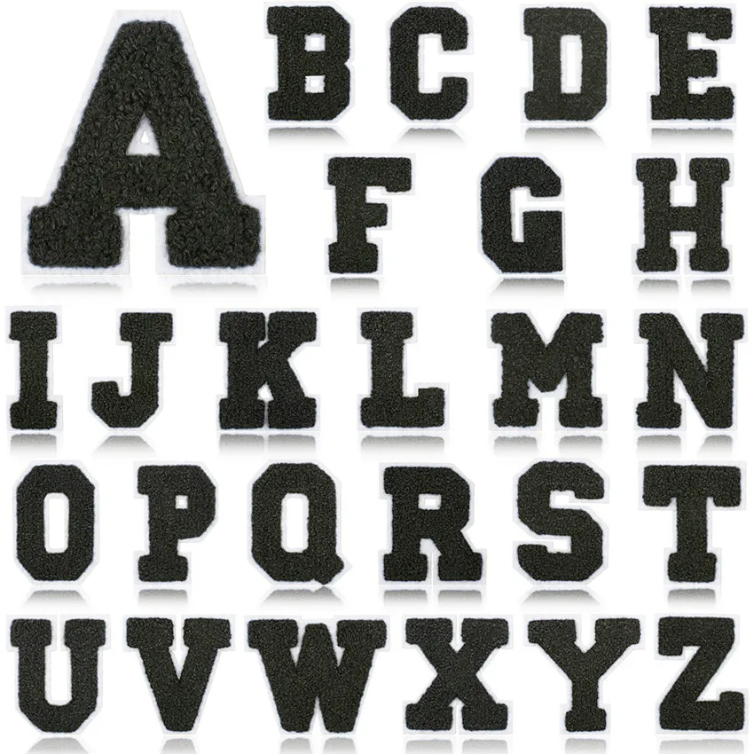 Carnival Black on White Letters Embroidered Iron On Patch Applique Diy Name Badge Alphabet Patches For Clothing Bag Accessories