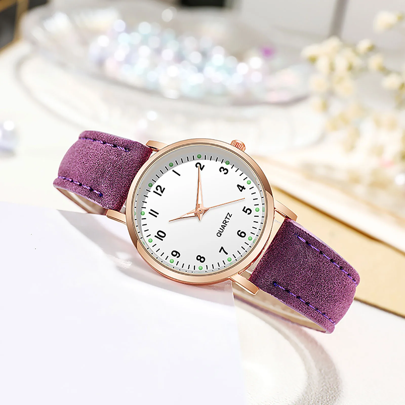 Ladies  Diamond-Studded Luminous Retro Female Watch Belt Quartz Watch
