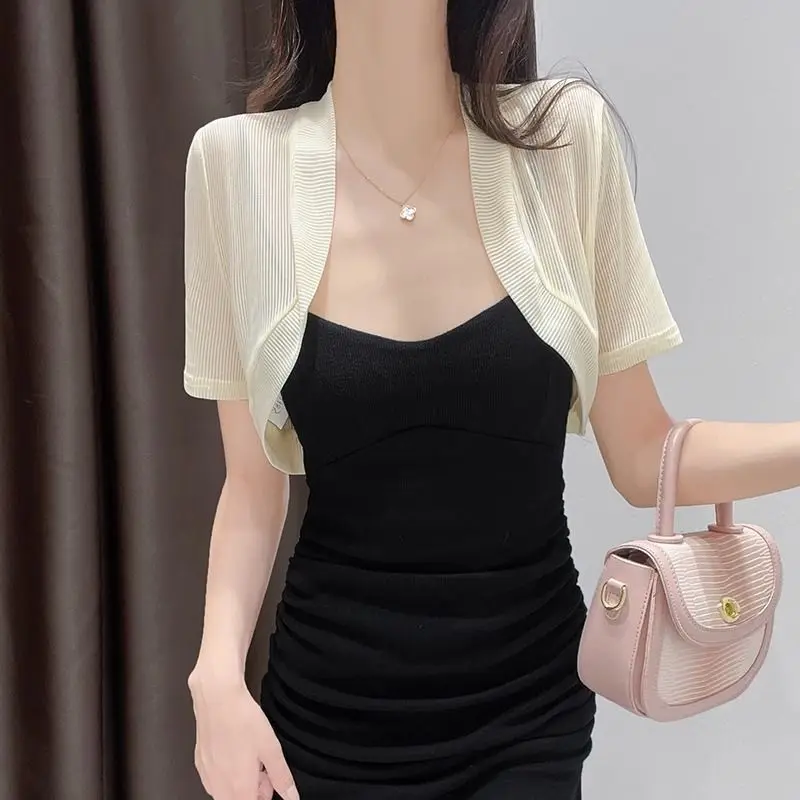 Short Sleeve Women Summer Bolero Cardigan Crop Tops Elegant Shrugs Wraps Shawls Cover Ups Bridal Wedding Jacket Cape Wrap Blouse