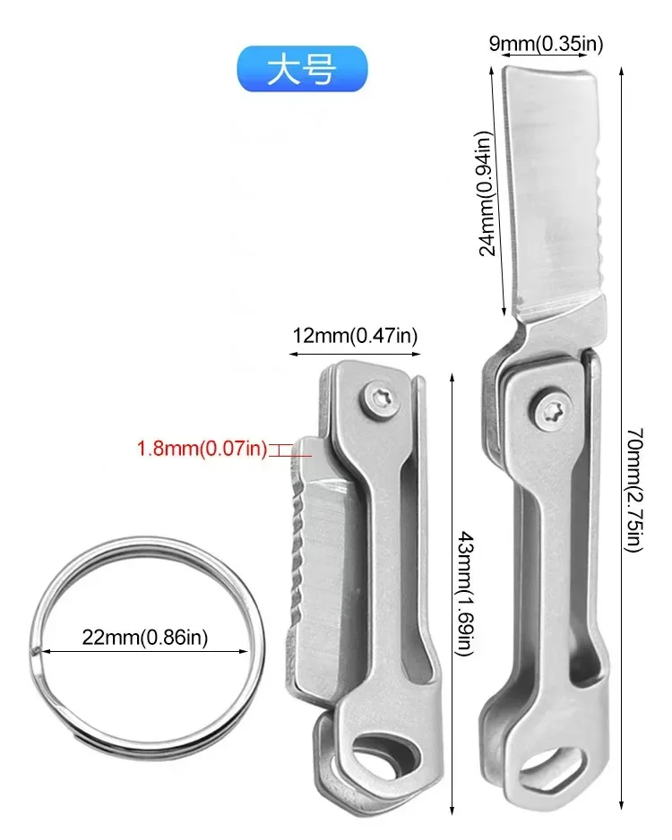 Portable Pocket Knife Stainless Steel Square Head Knife Mini Folding Knife Sharp Easy To Carry Unpacking Keychain Knife