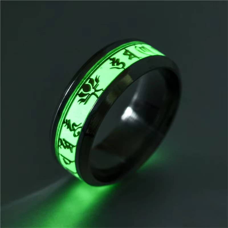 Luminous Stainless Steel Rings For Couple Dragon Love Heart Stainless Steel Fluorescent Rings Glow In Dark Anillos Jewelry Gift
