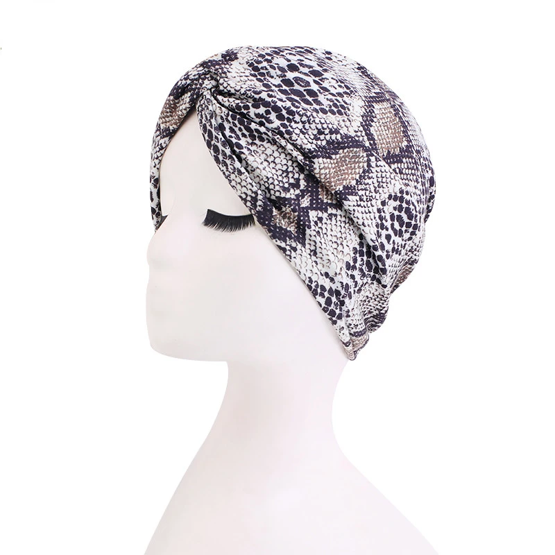 Women Muslim Inner Hijab Cap Folding Stretch Floral Print Twisted turban Head Wrap Bandanas Cancer Chemo Cap Hair Accessories