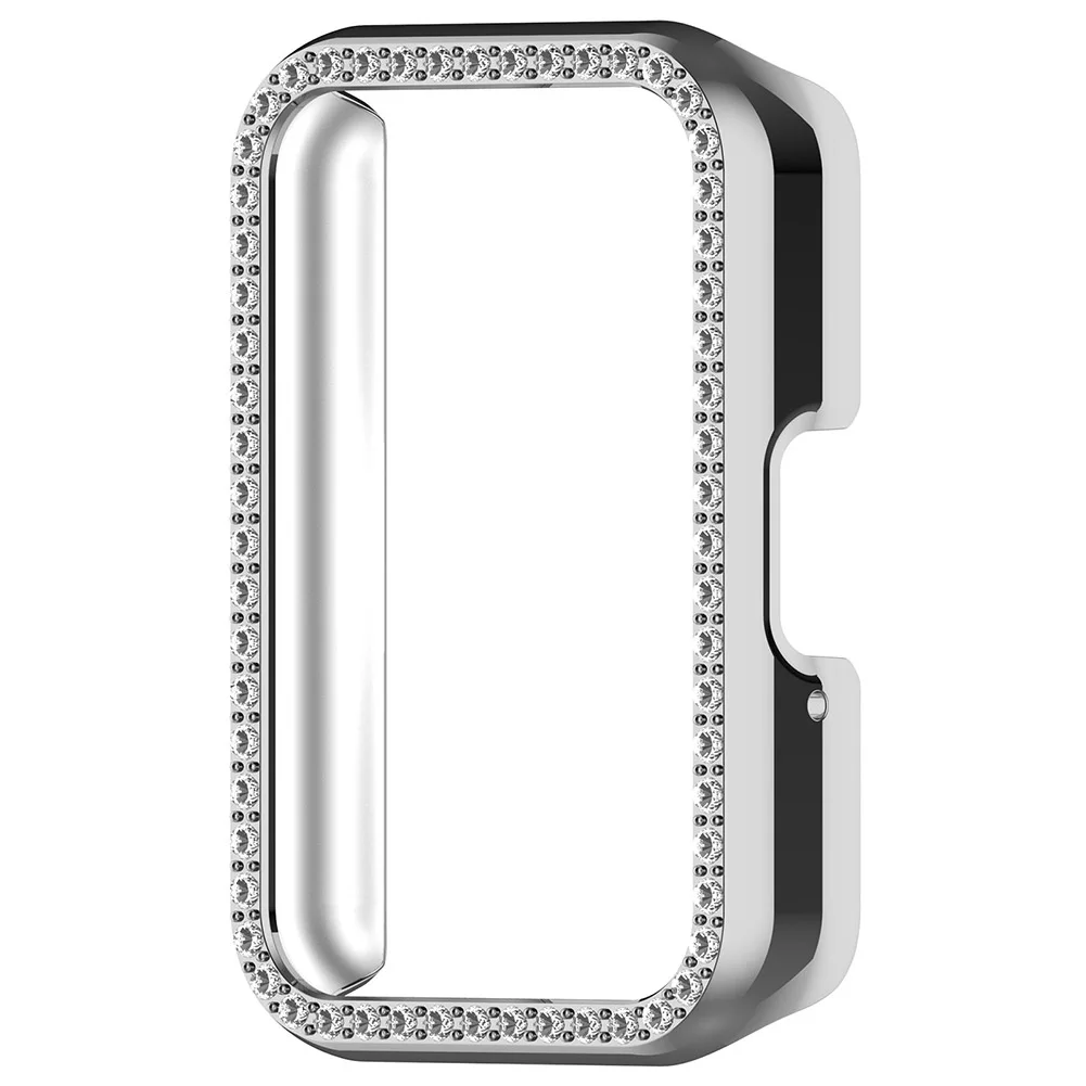PC Diamond Inlaid Case Watch Half Cover Case Dustproof Bumper Protective Cover Anti-Scratch for Samsung Galaxy Fit 3 SM-R390