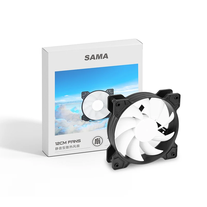 SAMA 50.2CFM 21dB 1200RMP PC Cooling Silent 120mm Computer Case Fans 4PIN TO Molex Power Supply No LED Raditor Air Cooler