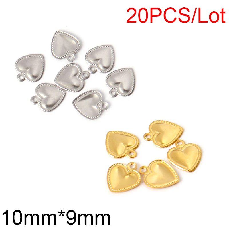 20pcs/lot Stainless Steel Heart Charms For Jewelry Making Heart Pendant For DIY Necklace Accessories Findings Earrings Supplies
