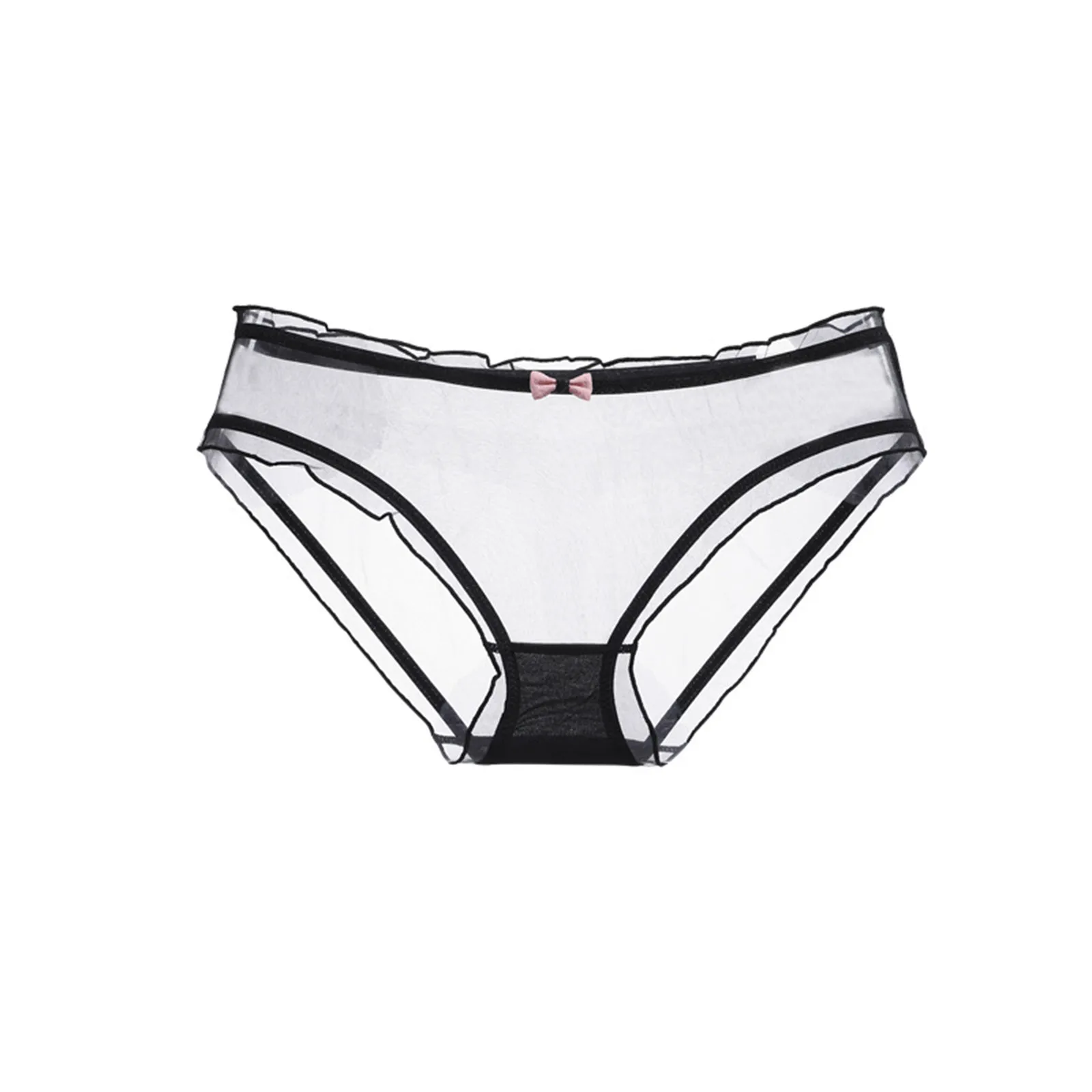 Candy Colored Girl Lightweight Breathable Underwear Women Sweet Low Waisted Panties Women'S Sexy Transparent Mesh Briefs