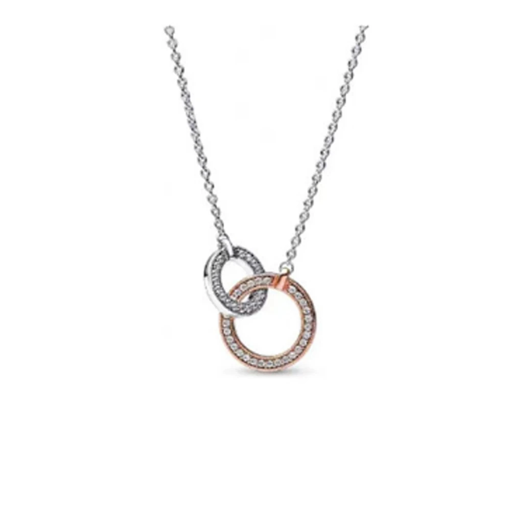 New 925 Silver Rose Gold Leaf Curved Diamond Set Necklace Moto Romantic and Exquisite Christmas Gift for Girlfriend