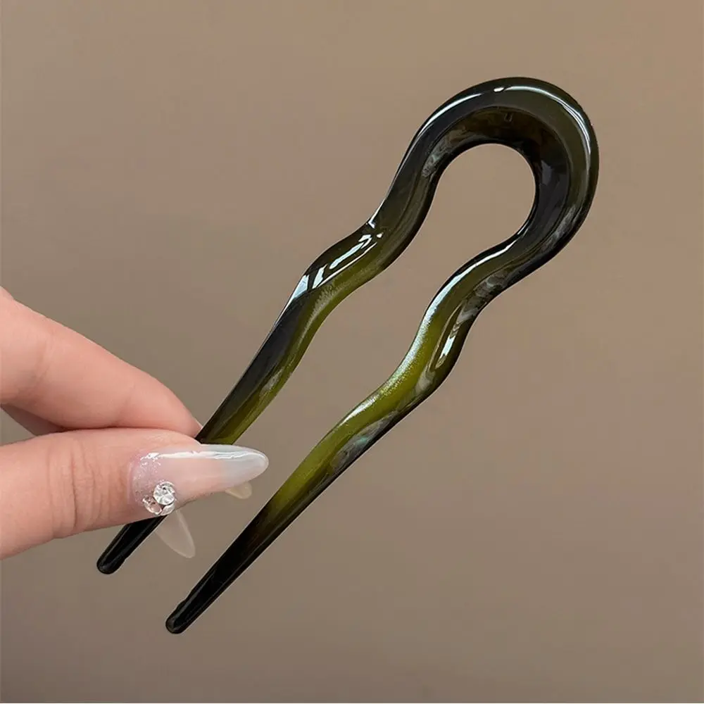 Fashion Geometric Design Hairpin U-Shaped Hair Fork Acetate Hair Sticks Hair Styling Tools Tortoiseshell Headwear Accessories