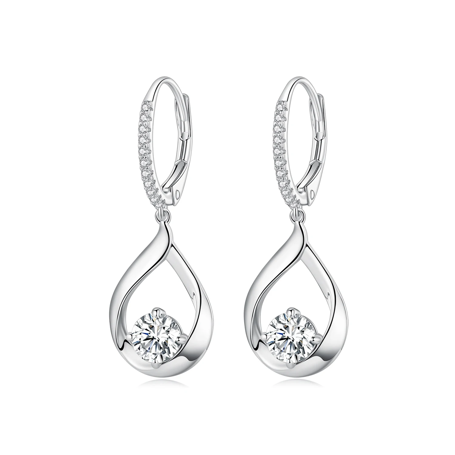 WOSTU 1CT Moissanite Waterdrop Necklace Earrings Lab Diamond 925 Sterling Silver Pendants Women Wedding Set Valentine's Day Gift