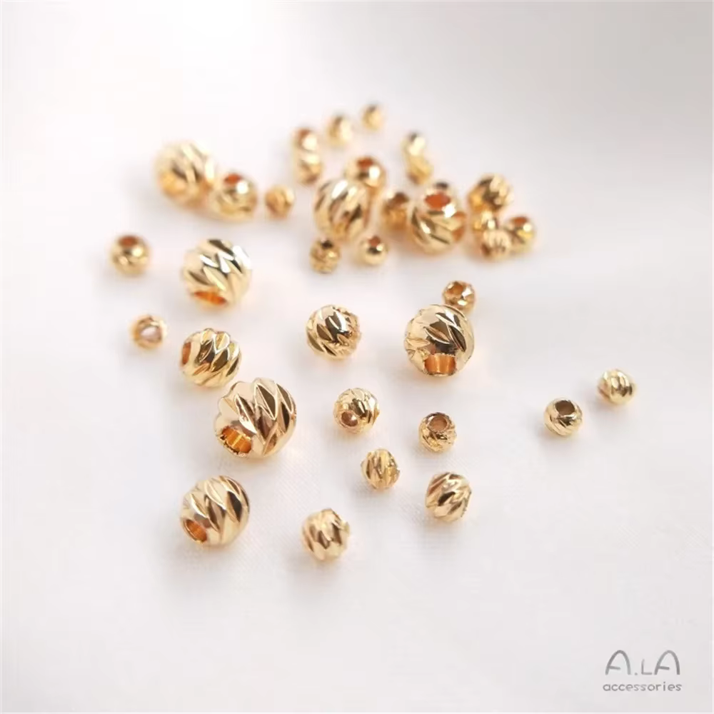 14K Gold-clad Cross-sectional Flower Beads, Handmade Bracelets and Necklaces, Scattered Beads, DIY Jewelry, C118