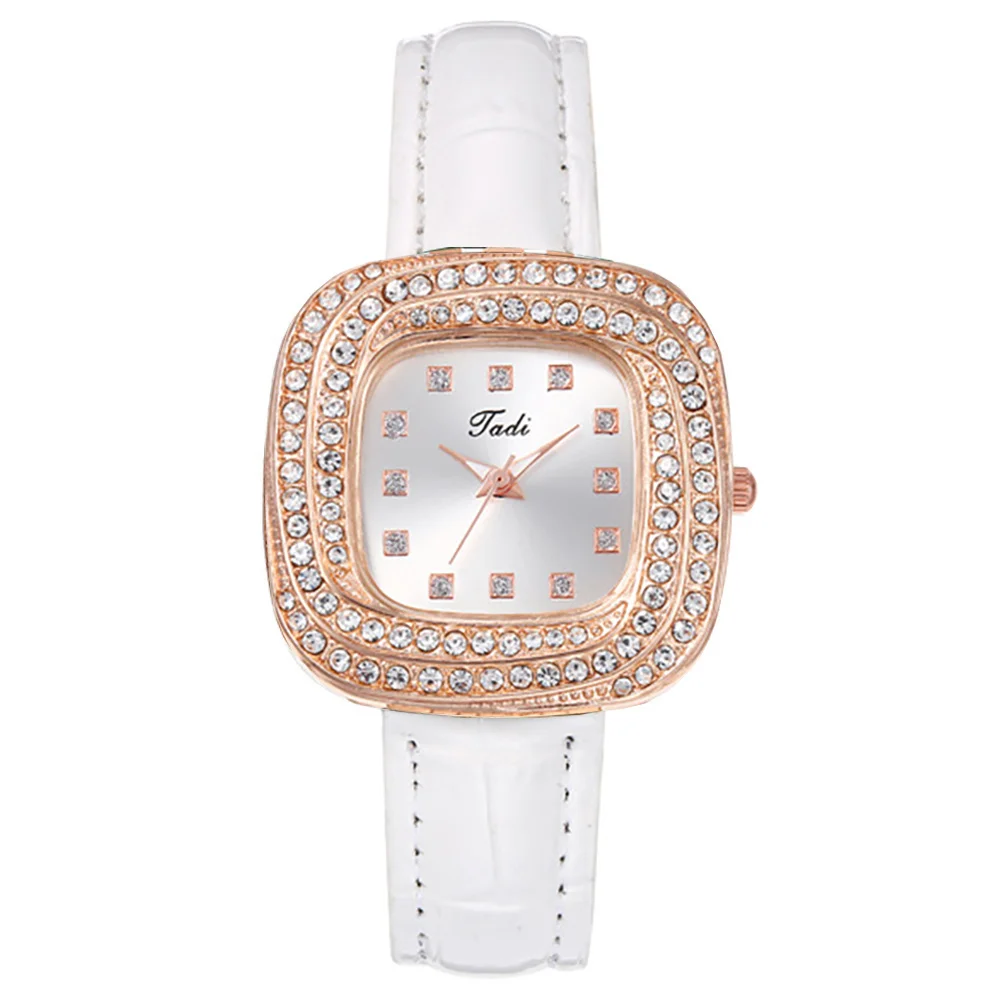 Women's Luxury 2024 Starry Night Diamonds Quartz Watch Fashion Green Leather Simple Clock Gift Wristwatch