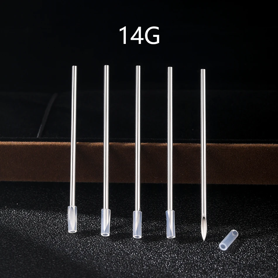 10pcs/lot Surgical Steel Sterile Disposable Body Piercing Tattoo Needles 14G 16G 18G 20G Ear Nose Navel Nipple Lip Puncture Tool