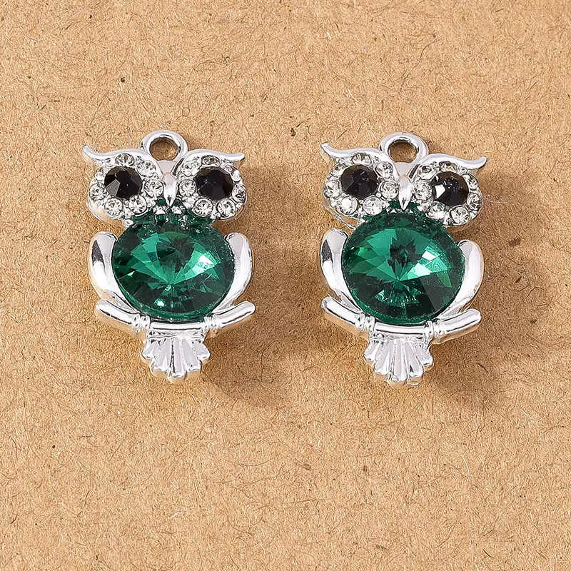10pcs Cute Animal Charms Crystal Owl Pendants for Jewelry Making DIY Necklace Earrings Bracelet Accessories Supplies