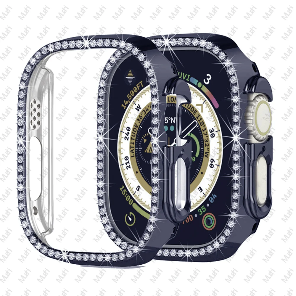 Diamond Cover For Apple watch Ultra 49mm Case smartwatch Full PC bumper Protector for apple watch band iwatch ultra Accessories