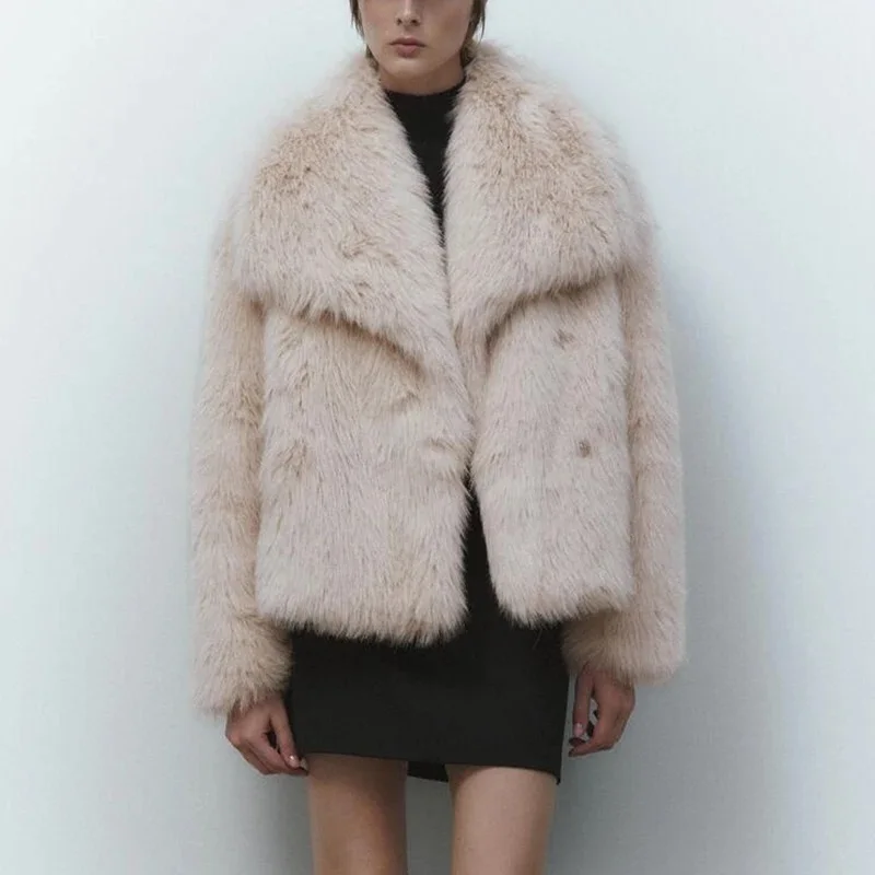 solid beige fur coat