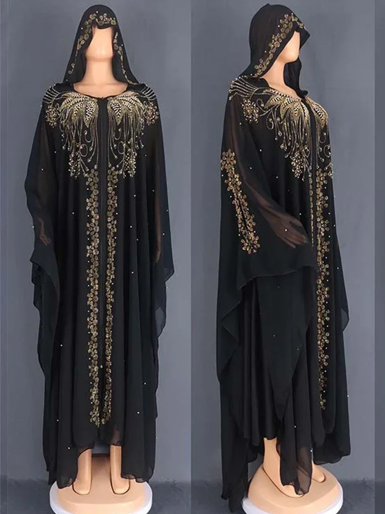 Eid Muslim Dress for Women Bat Sleeve Abaya Diamond Jalabiya Morocco Caftan Party Dresses Dubai Abayas Kaftan Vestidos Long Robe