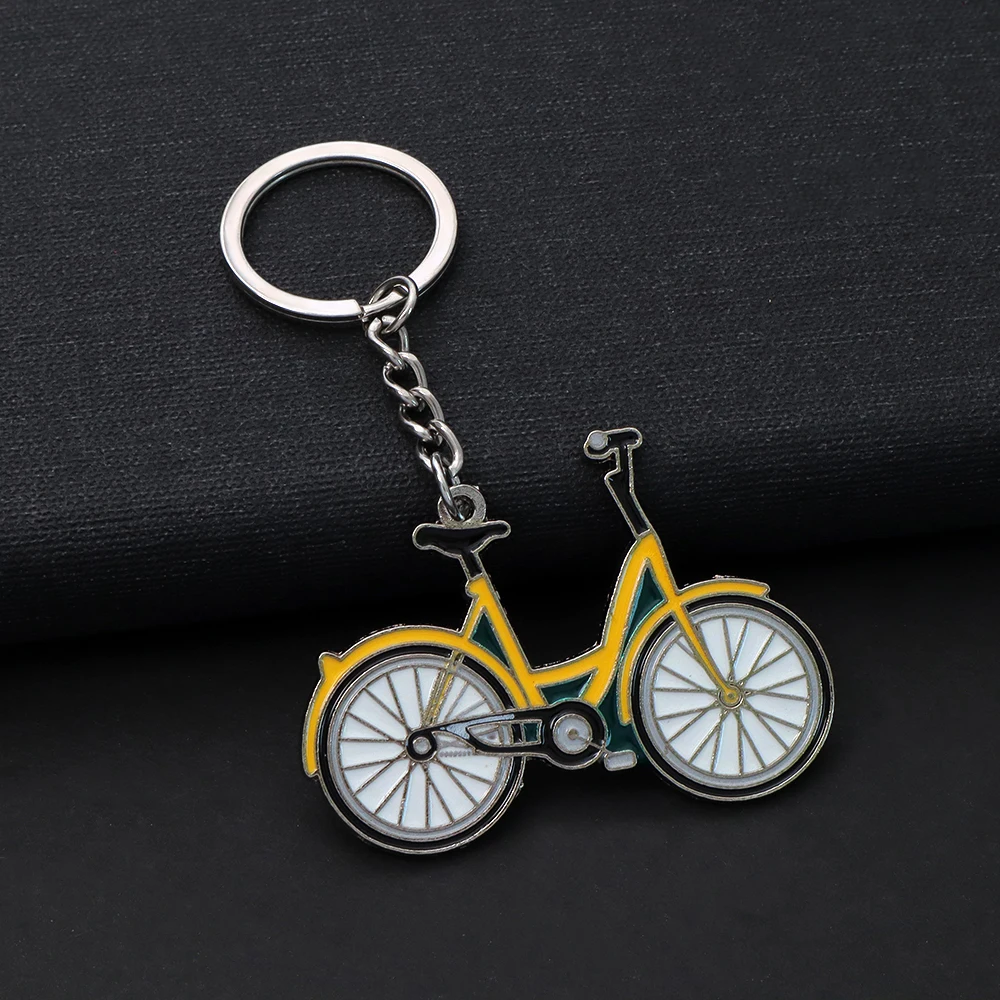 Creative Mini Bicycle Keychain Simple Blue Yellow Bike Key Ring  for Women Men Car Backpack Phone Case Pendant Gifts