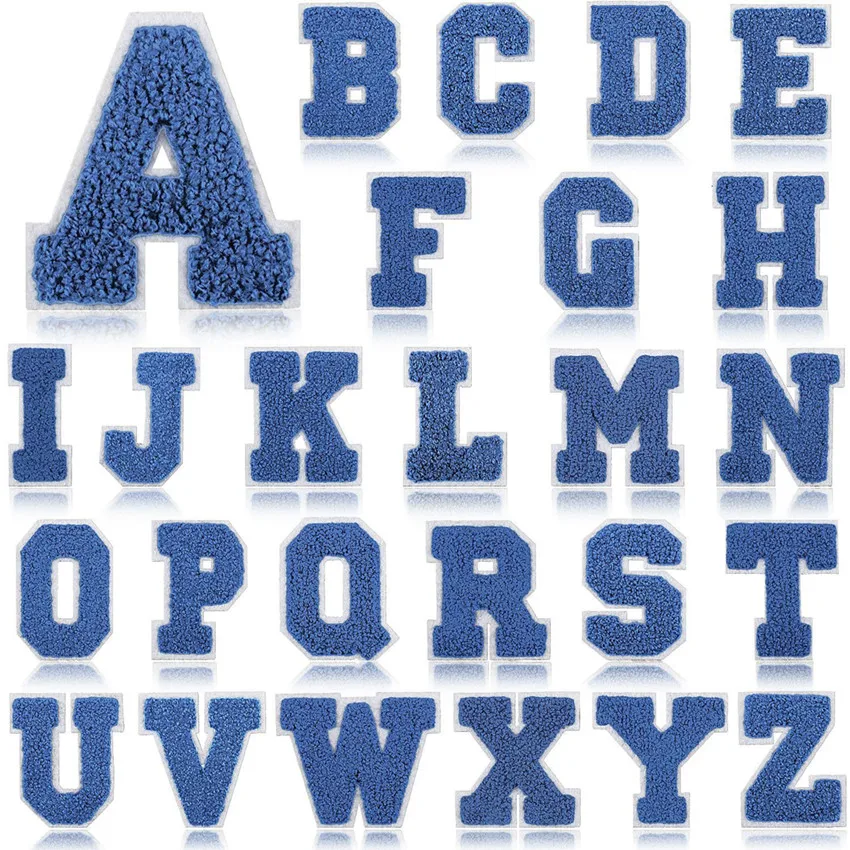 Carnival Blue Letters Embroidered Iron On Patch Applique Diy Name Badge Alphabet Patches For Clothing Bag Accessories