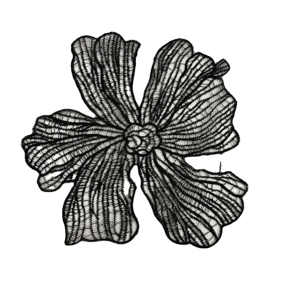 Handmade Flower Applique Wedding Dress DIY Crafts White Cloth Applique Lace Fabric Black Cloth Patch Sewing