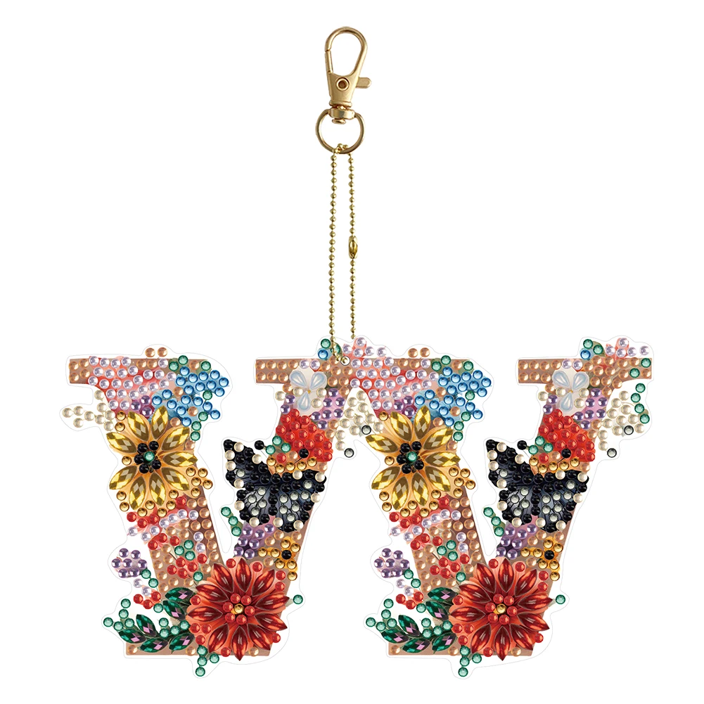 A-Z Letter DIY Diamond Painting Ornament Double Sided Diamond Art Key Ring Full Drill Diamonds Pendants for Beginners Home Decor