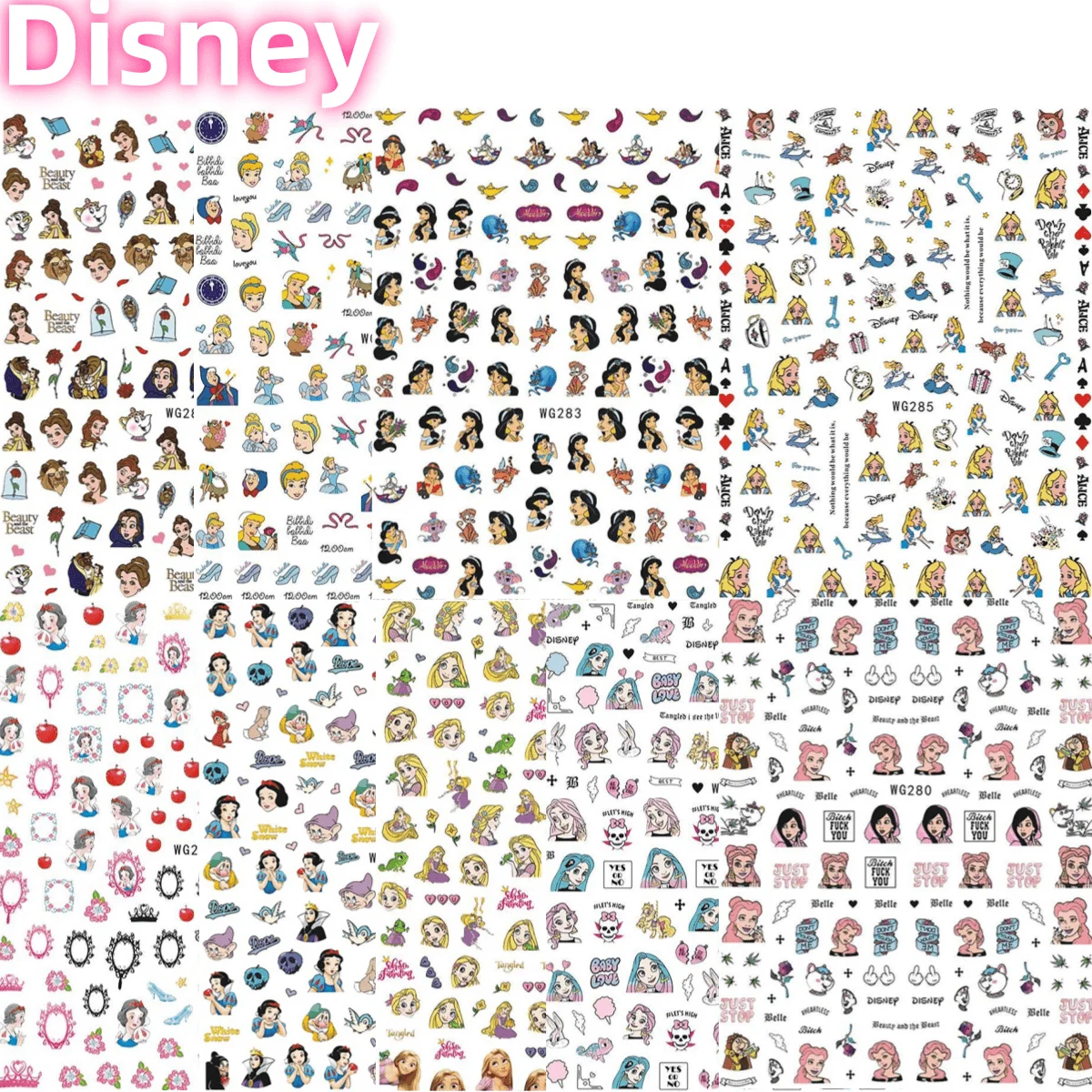 10PCS Anime Disney Set Nail Sticker Cartoon Mickey Minnie Stitch Nail Art Supplies Cute Hello Kitty Mary Cat Stickers For Nails
