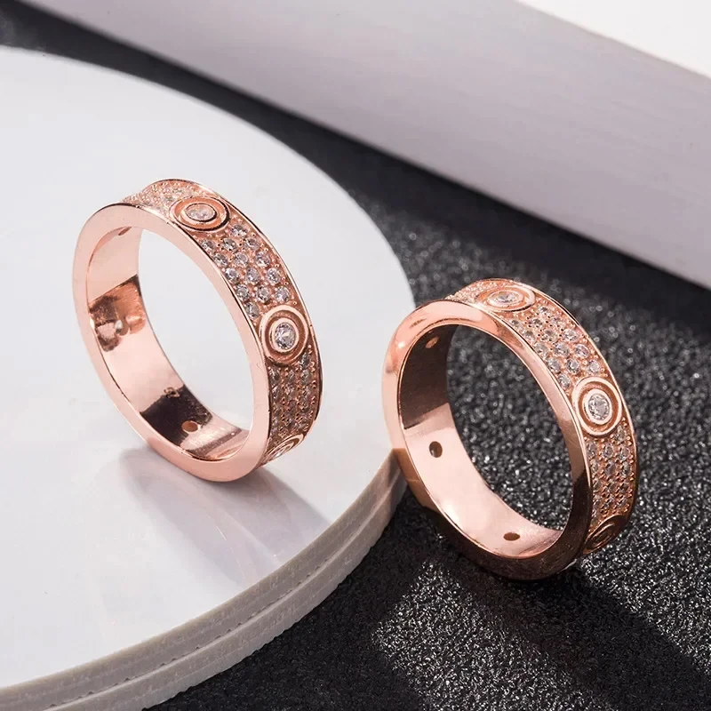 Silver 925 Rings White Gold Colour with D VVS1 Round Moissanita Diamond Full Sky Star for Women's Wedding Band Jewelry Gift