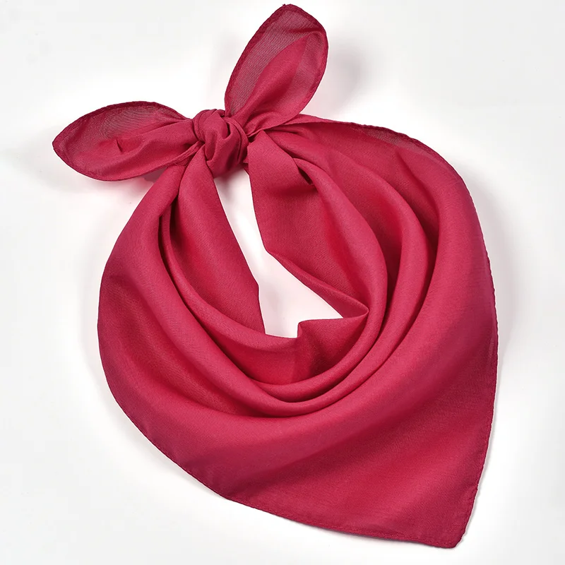 Solid Square Scarf Satin Silk Headband Muslim Woman Hijabs Ladies Small Size Hair Wraps Islimic Turban Famale Headscarf 56*54cm