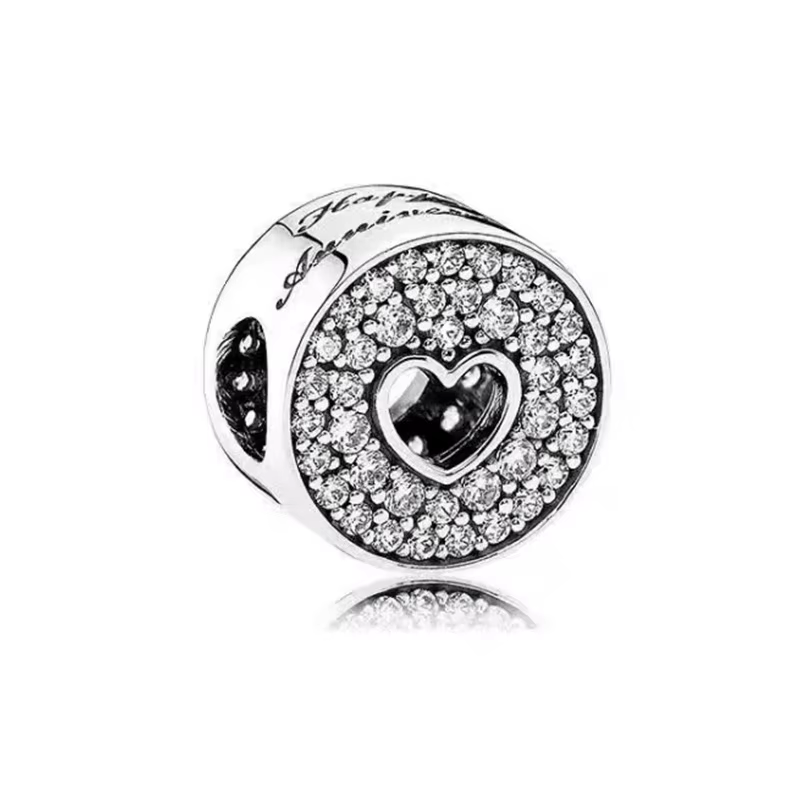 Hot Sale Sparkling Freehand Heart，Clear Sparkle Charm Beads Fit Original 925 Sterling Silver Pandora Bracelet DIY Making Jewelry