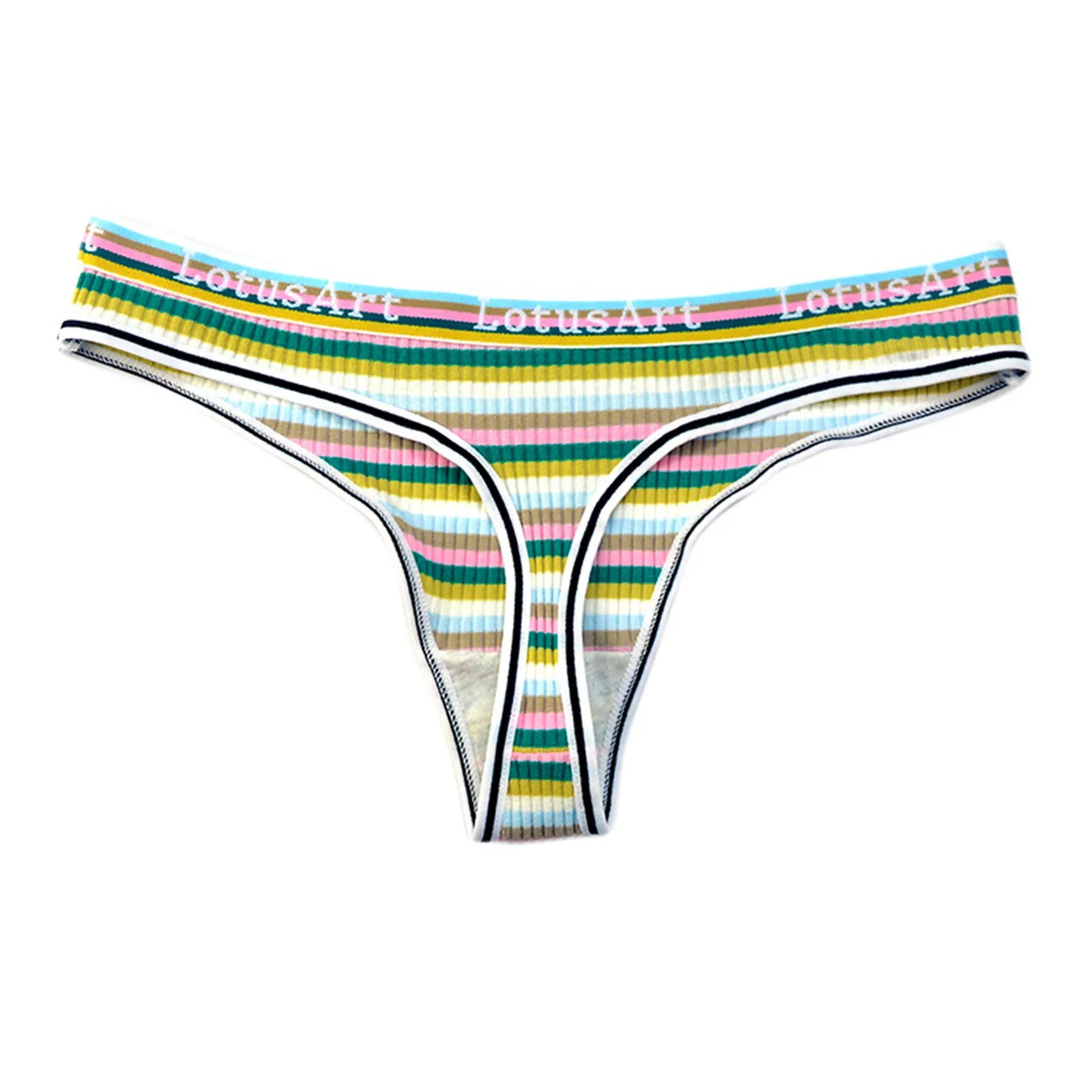 Panties For Women Pack Tummy Control Custom Letter Logo Low Waist Striped Tangas No Show Bikini Custom Thongs Bragas Para Mujer