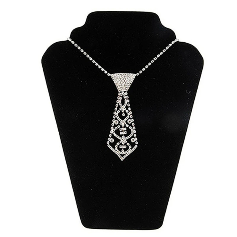 Women Sexy Glitter for Rhinestone Necktie with Adjustable Long Chain Hollow Clavicle Shiny Jewelry Diamond Necklace Choker K3KF