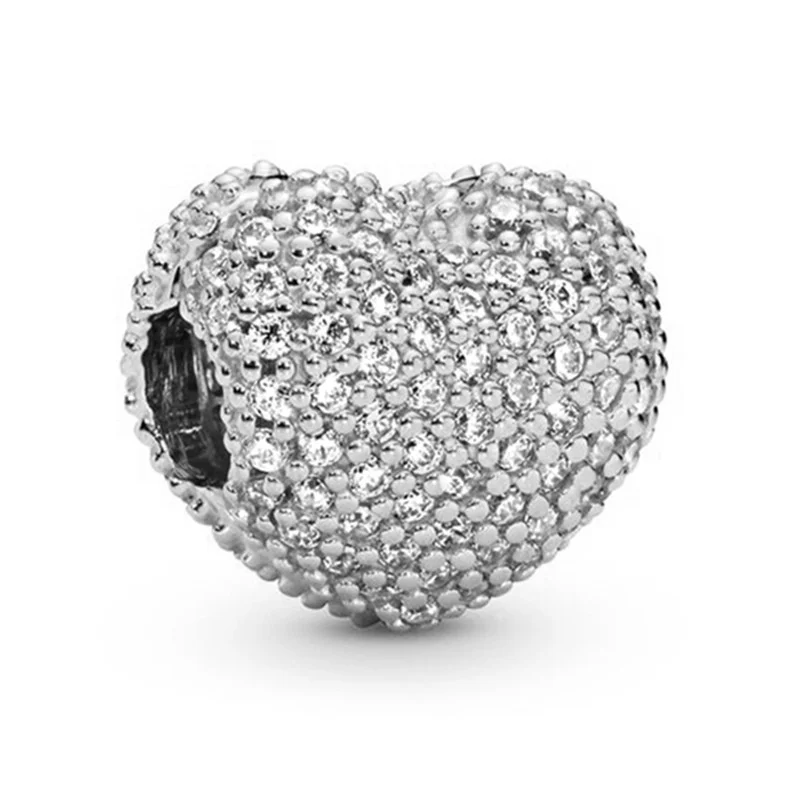 2024 New Diamond Love Small Bell Charm Beads Pendant For Pandora Necklace Bracelet DIY Jewelry Accessories Valentine's Day Gifts