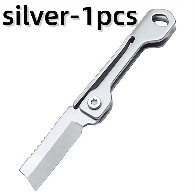 1Pc Outdoor Camping Supplies Stainless Steel Folding Knife Mini Square Head Keychain Pendant Portable Pocket Knife