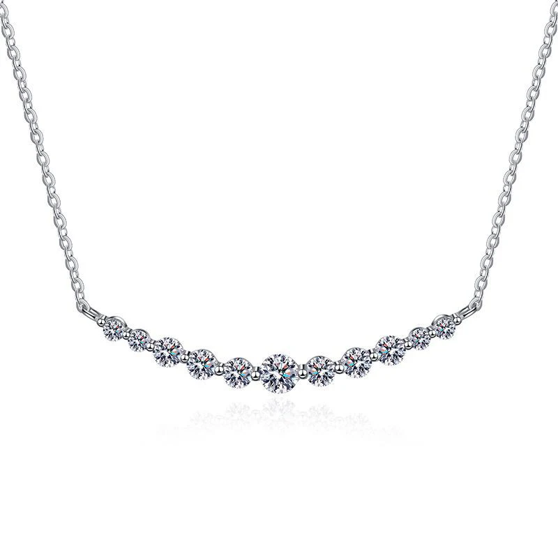 NeeTim Full D Color Moissanite Pendant Necklace Original 925 Sterling Silver Chain Plated 18k White Gold Necklaces for Women
