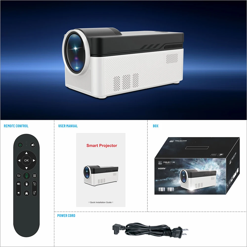 HY450 Ultra Short Throw Projector 8K 4K 900ANSI BT5.4 WiFi6 Auto Offset Electronic Focus Projectors Voice Assistant Home Theater