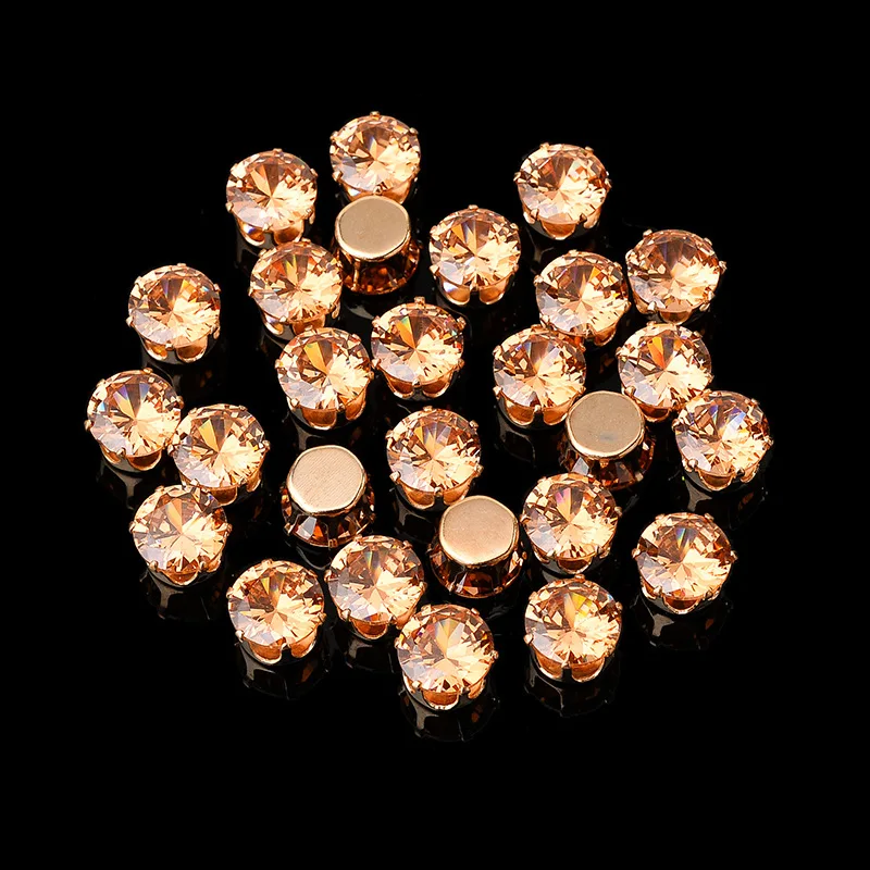 Colorful Round Crystals Rhinestones with Sliver Gold Claw Flatback Sew on Stone for DIY Wedding Dress Clothes Accessories