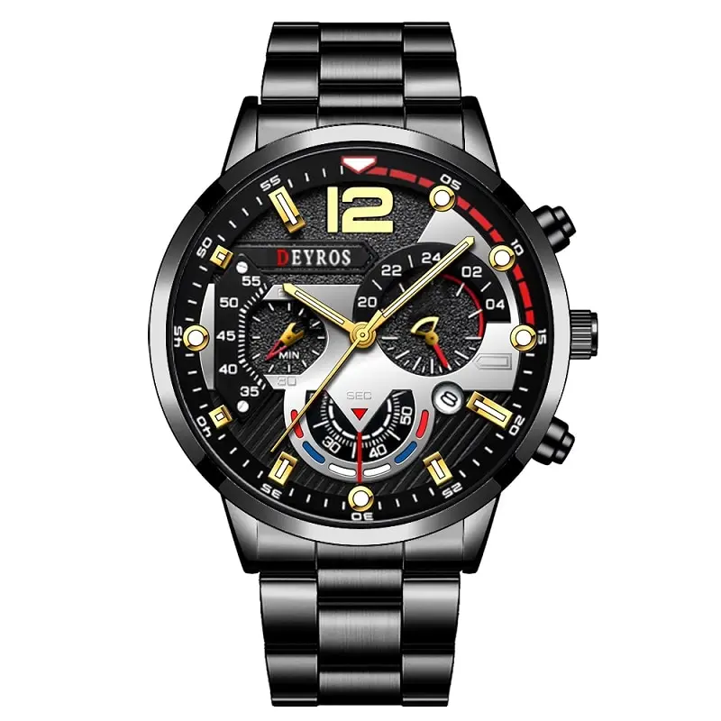 Fashion Mens Sports Watches Luxury Stainless Steel Quartz Wrist Watch Calendar Luminous Clock Men Business Casual Reloj Hombre