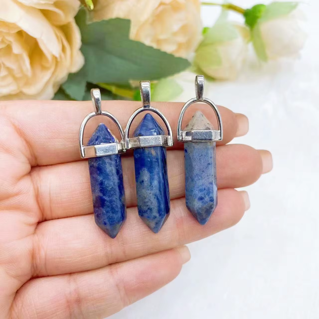 Crystal Amethyst Lapis Pink Quartz Hexagonal Column Pendant Natural Stone Mineral Leather Chains Accessory Necklace Jewelry Gift