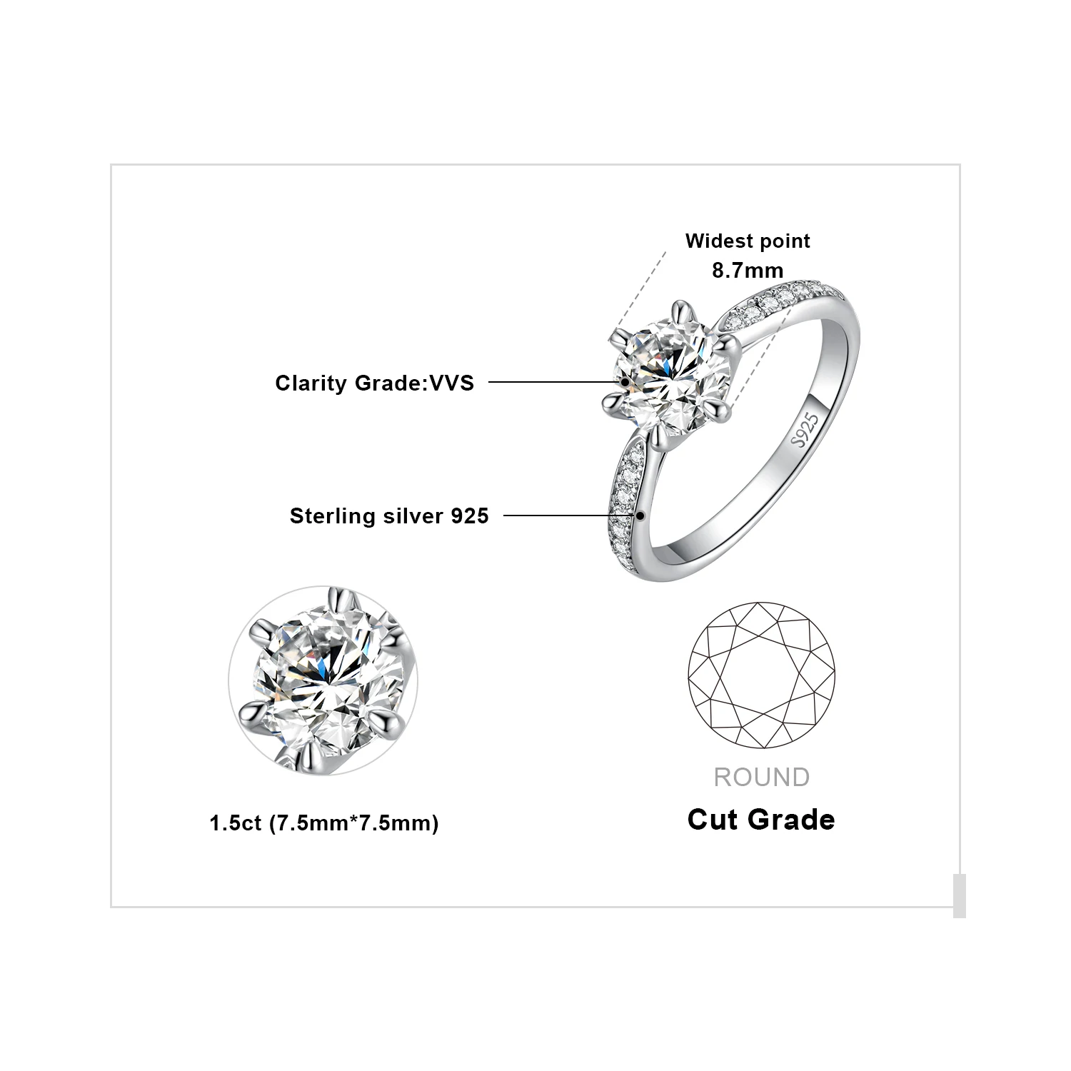 1.5ct Silver Color