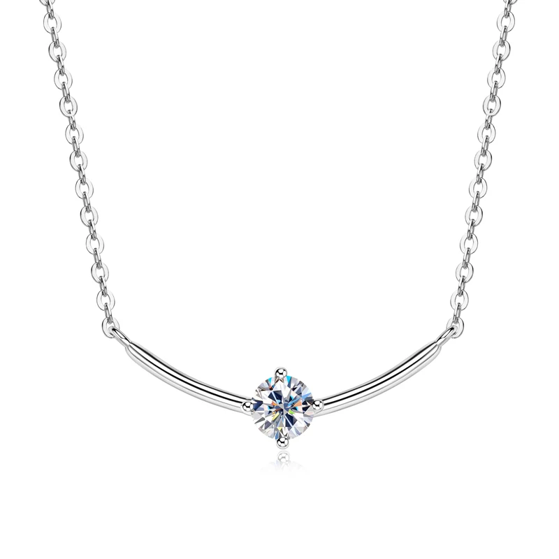 Lnngy Minimalist Choker Necklace For Women 925 Sterling Silver 5mm 0.5ct Moissanite Pendant Necklace Delicate Daily Jewelry Gift