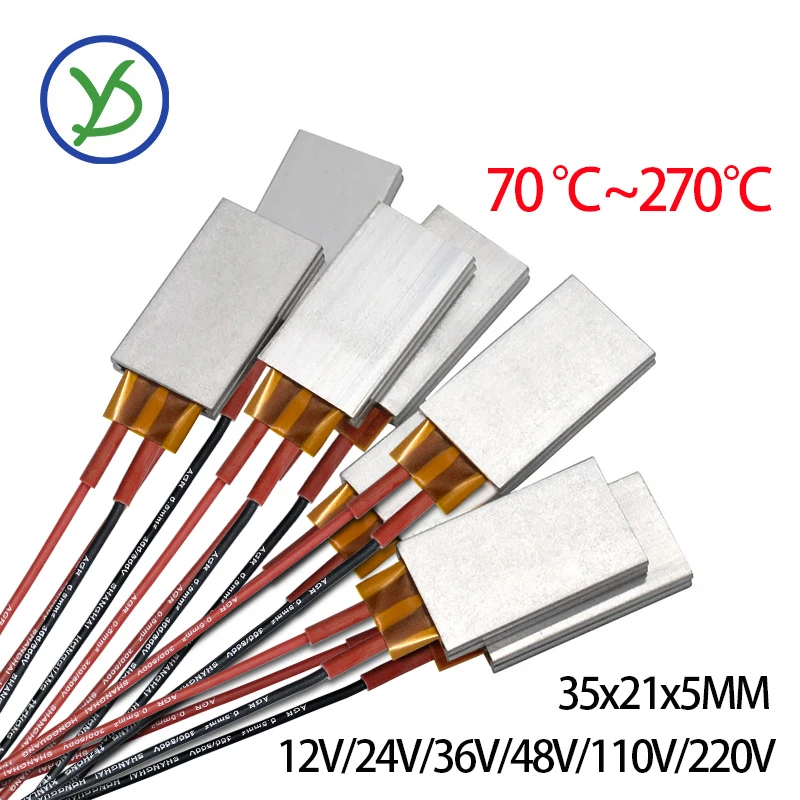12V~220V Constant Temperature Ceramic PTC Heating Sheet Aluminum Shell Heating Plate Electric Heater Accessories 35*21
