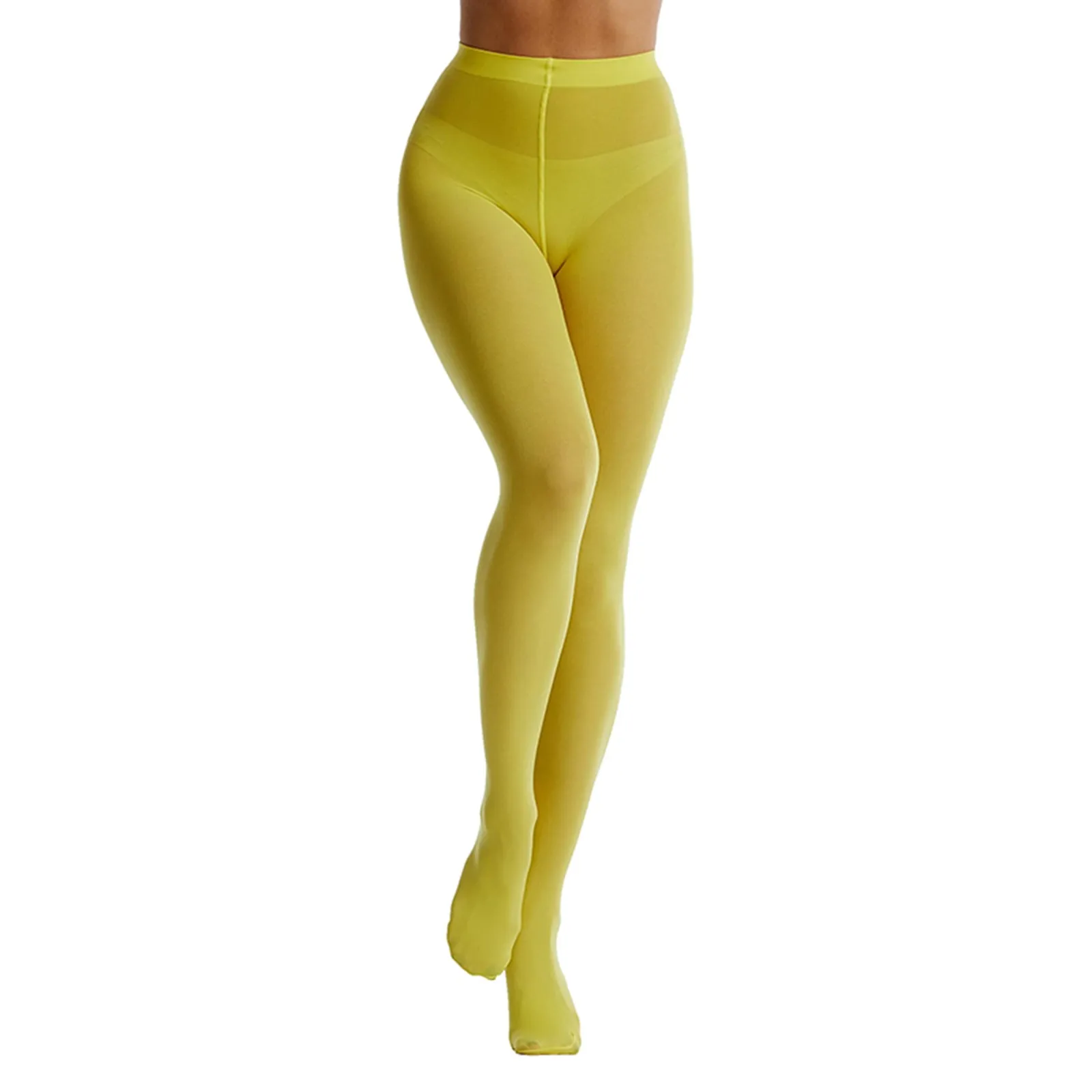 Women's Solid Color Footed Pantyhose Winter High Waist Thermal Tights Stocking For Women Non Slip Grip Slipper Socks Calcetines