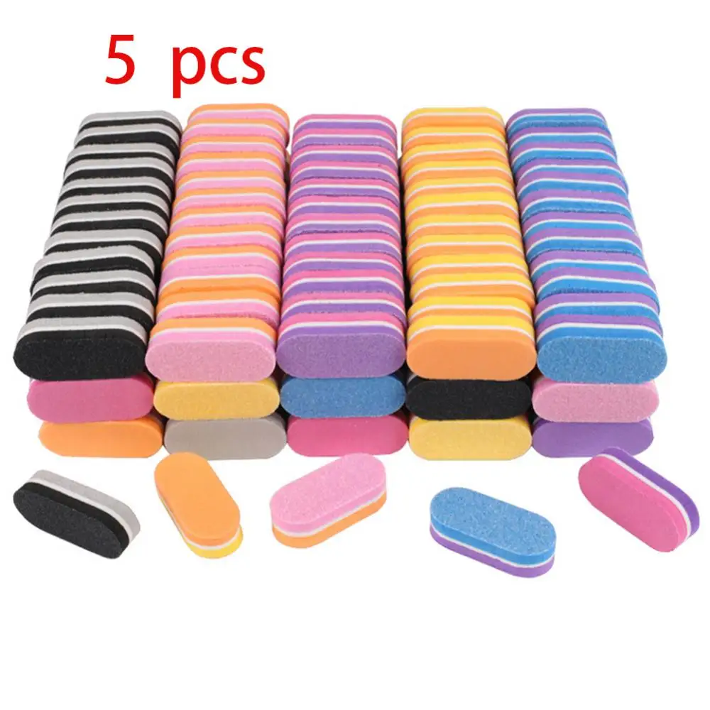 5/10pcs Mini Nail File Blocks Colorful Sponge Double Sided Disposable Nail Equipment Accessories Buffer Manicure Tools