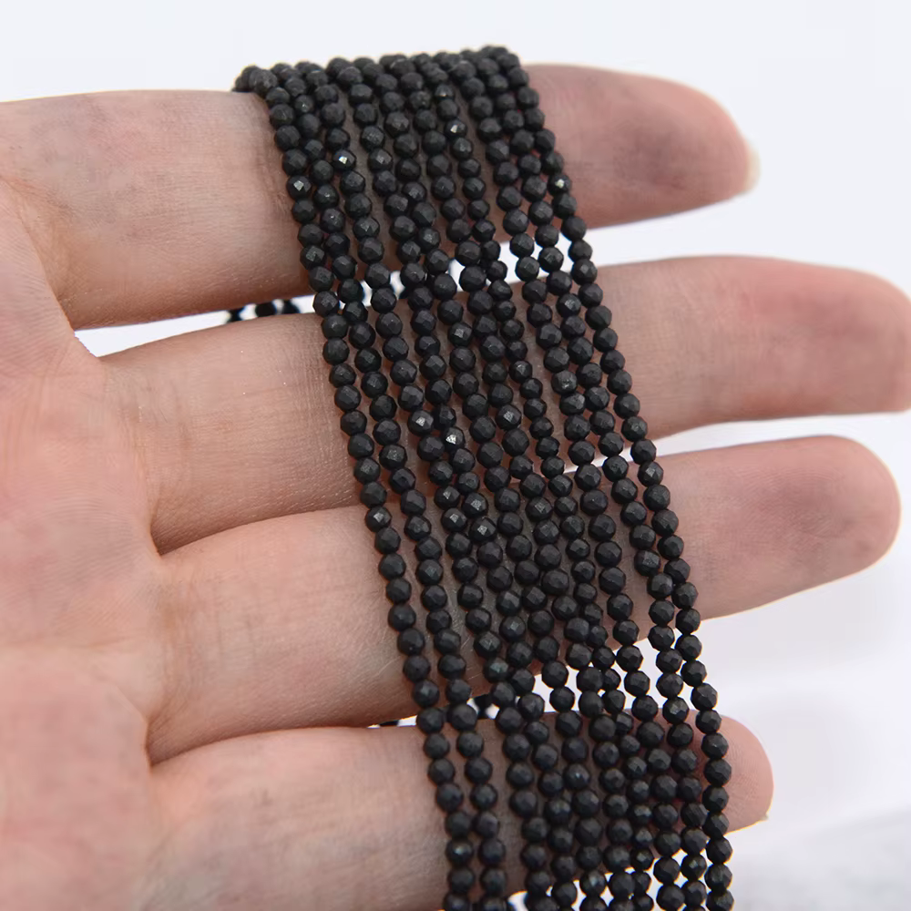 Natural Genuine Shungite Faceted Round Beads 2mm/3mm/4mm, Surface Not Bright ,For Jewelry Making Natural Gemstones DIY Necklace