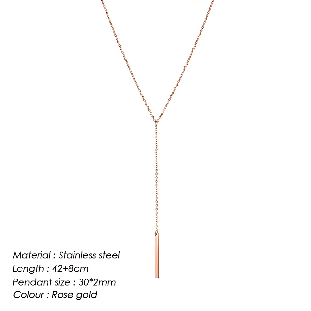eManco Korean Style Women Gold Color Stainless Steel Necklace Fashion Layered Necklace Jewelry Sweater Chain