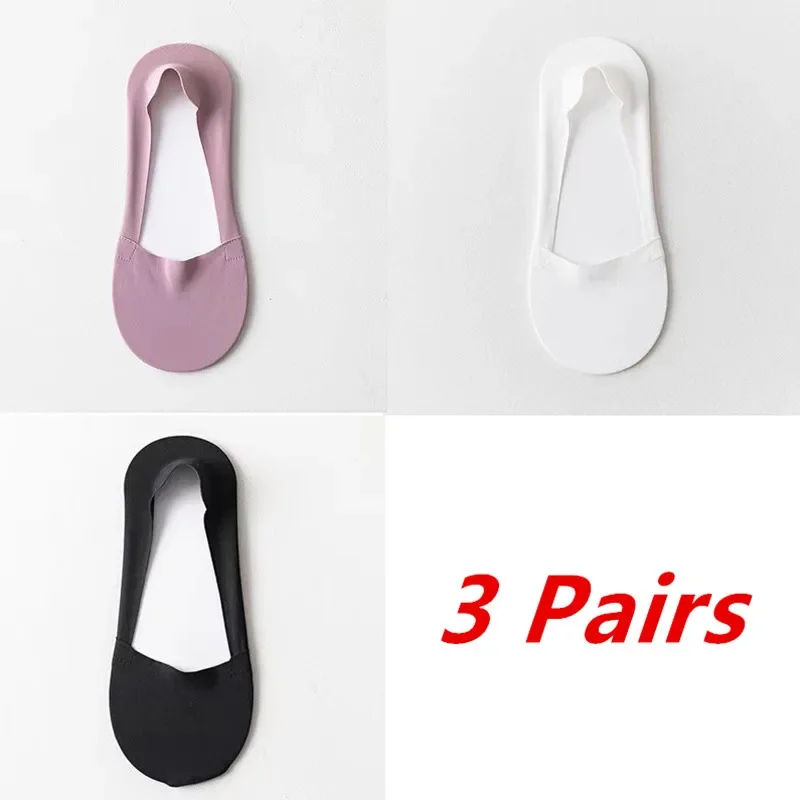1/3/5 Pairs Women Socks High Quality Matching Casual Summer Thin Cotton Silk Bottom Non-slip Invisible Low Short Ankle Socks