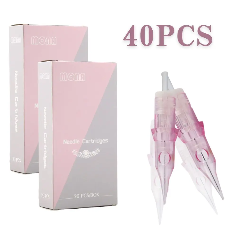MONA 40PCS Tattoo Cartridge Needles Disposable Needles 1 3 5 7 9 11 RL RS 0.25/0.3/0.35MM For Tattoo Machine Permanent Makeup