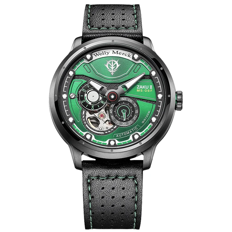 GREEN-LEATHER STRAP