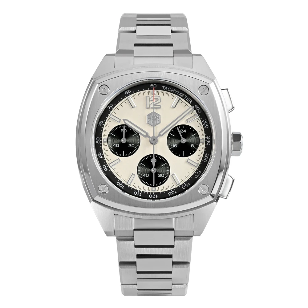 San Martin VK63 New 39.5mm Mens Sport Quartz Watch Stainless Steel Luxury Business Chronograph Waterproof Sapphire Clock Reloj