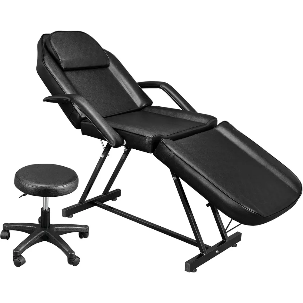 Massage Salon Tattoo Chair Esthetician Bed with Hydraulic Stool,Multi-Purpose 3-Section Facial Bed Table